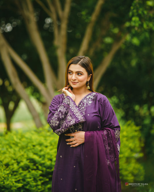 Violet Embroidered 3pc