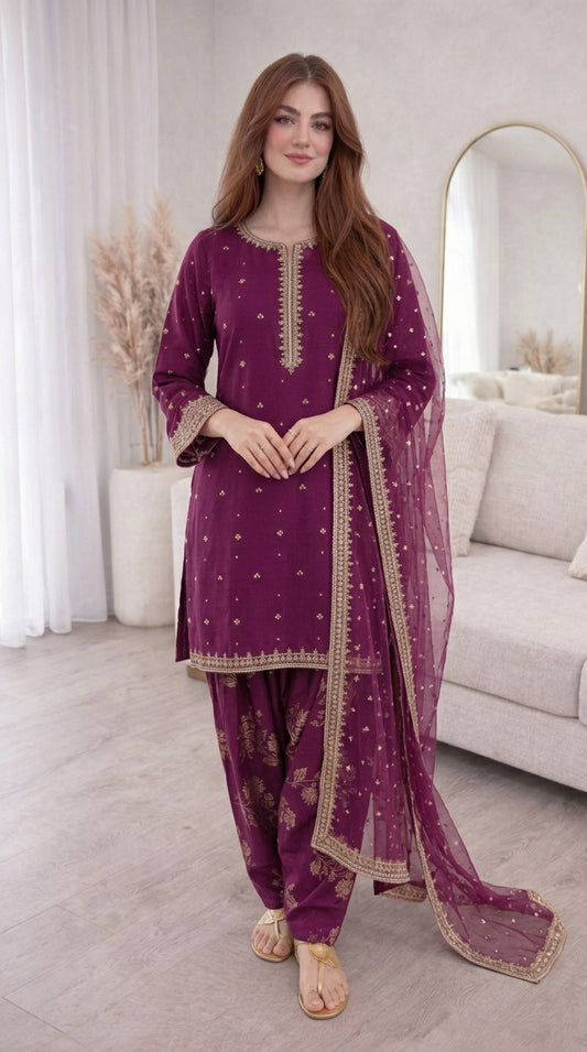 Sofia Embroidered (stitched) - 3pcs