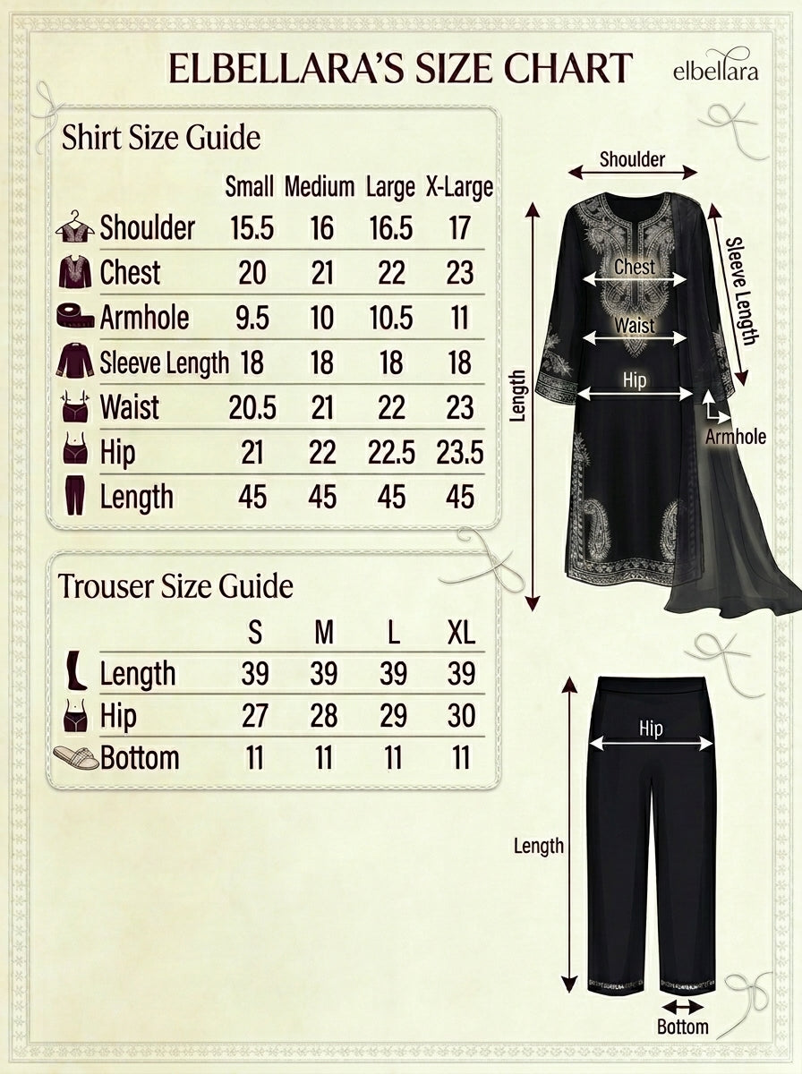 Aafreen Embroidered 3pc - Black