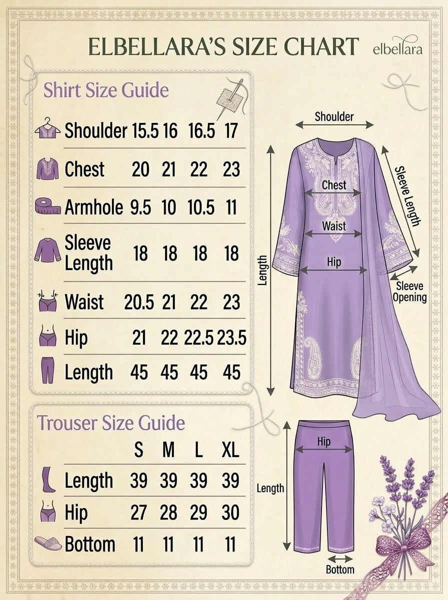 Aafreen Embroidered 3pc - Lilac
