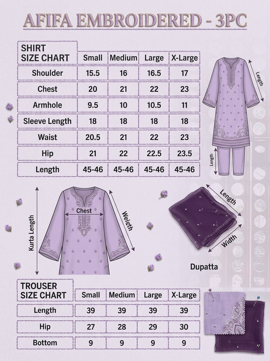 Afifa Embroidered - 3pc