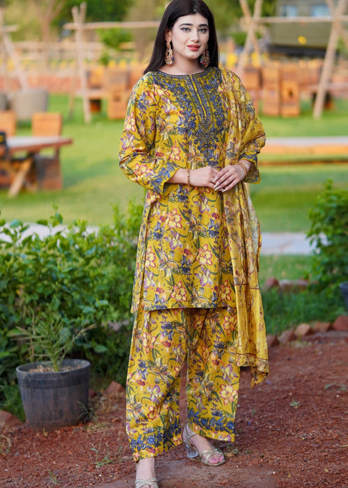 Yellow BEE - Farshi Shalwar - 3 pieces