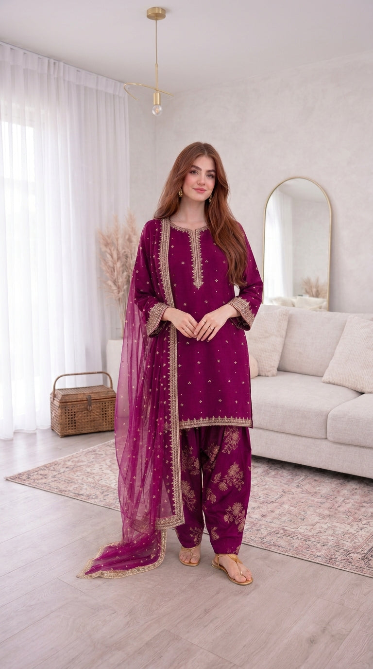 Sofia Embroidered (stitched) - 3pcs