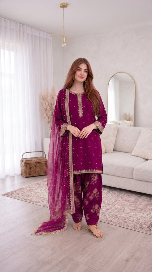 Sofia Embroidered (stitched) - 3pcs