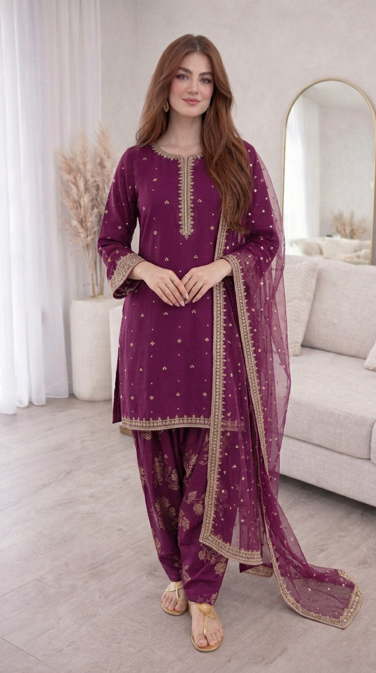 Sofia Embroidered (stitched) - 3pcs