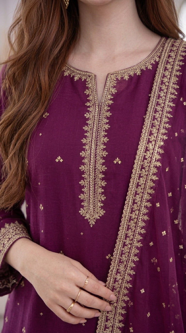 Sofia Embroidered (stitched) - 3pcs