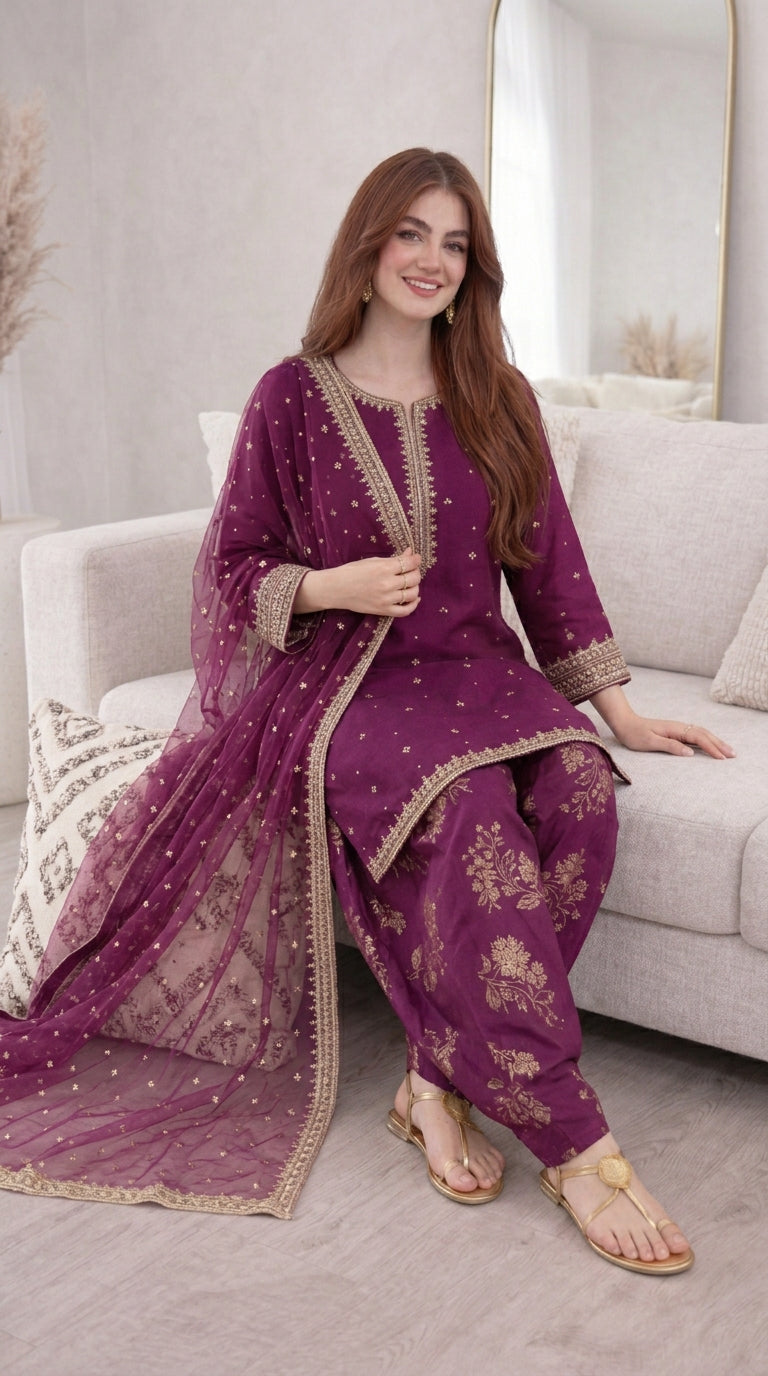 Sofia Embroidered (stitched) - 3pcs