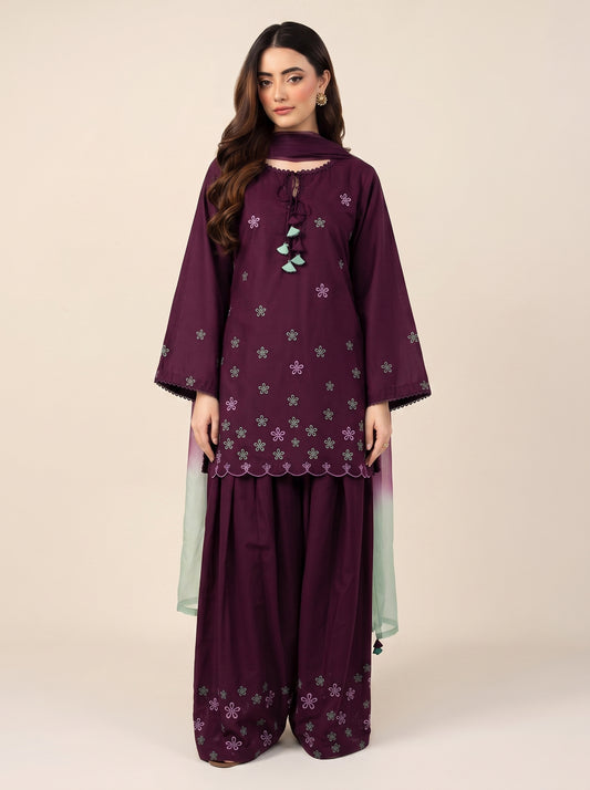 Wine Embroidered-3pc