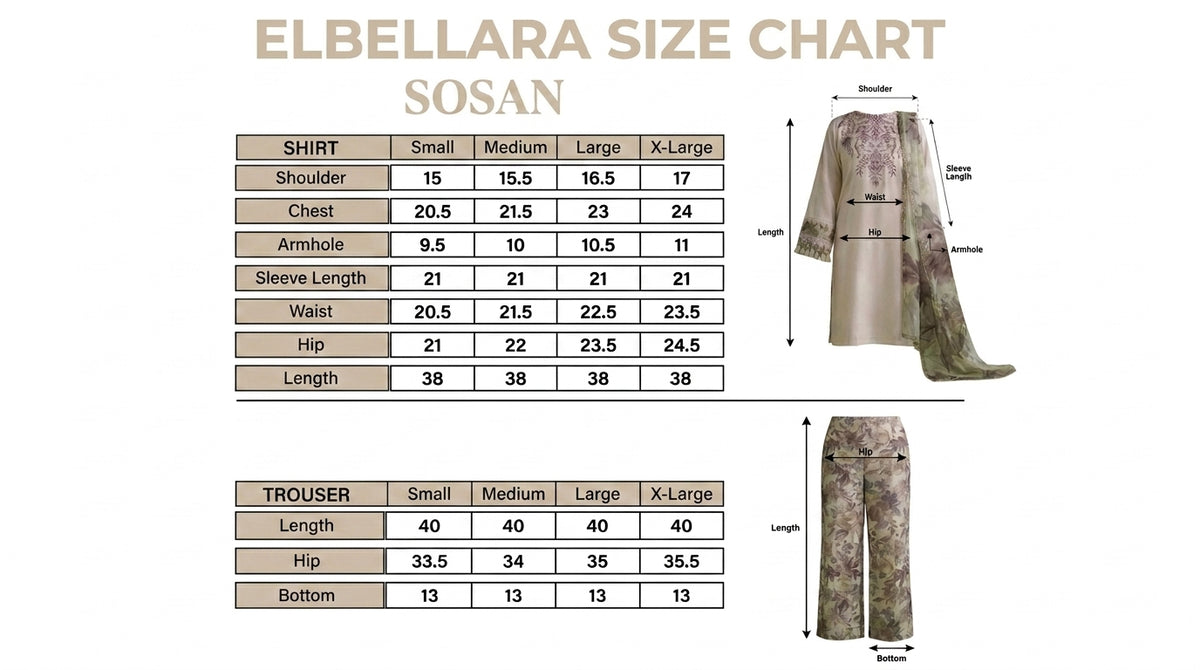 Sosan Embroidered -3pc