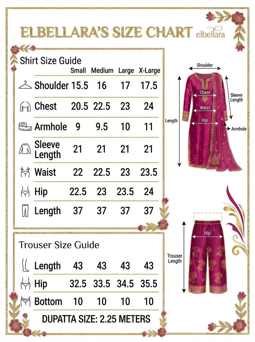 Sofia Embroidered (stitched) - 3pcs