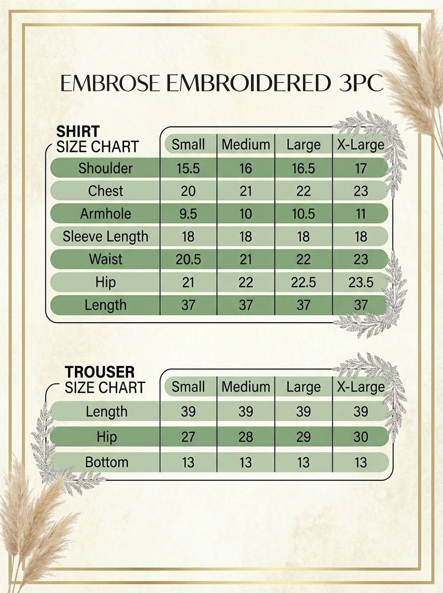 Embrose Embroidered - 3pc - Jade Green - Lawn