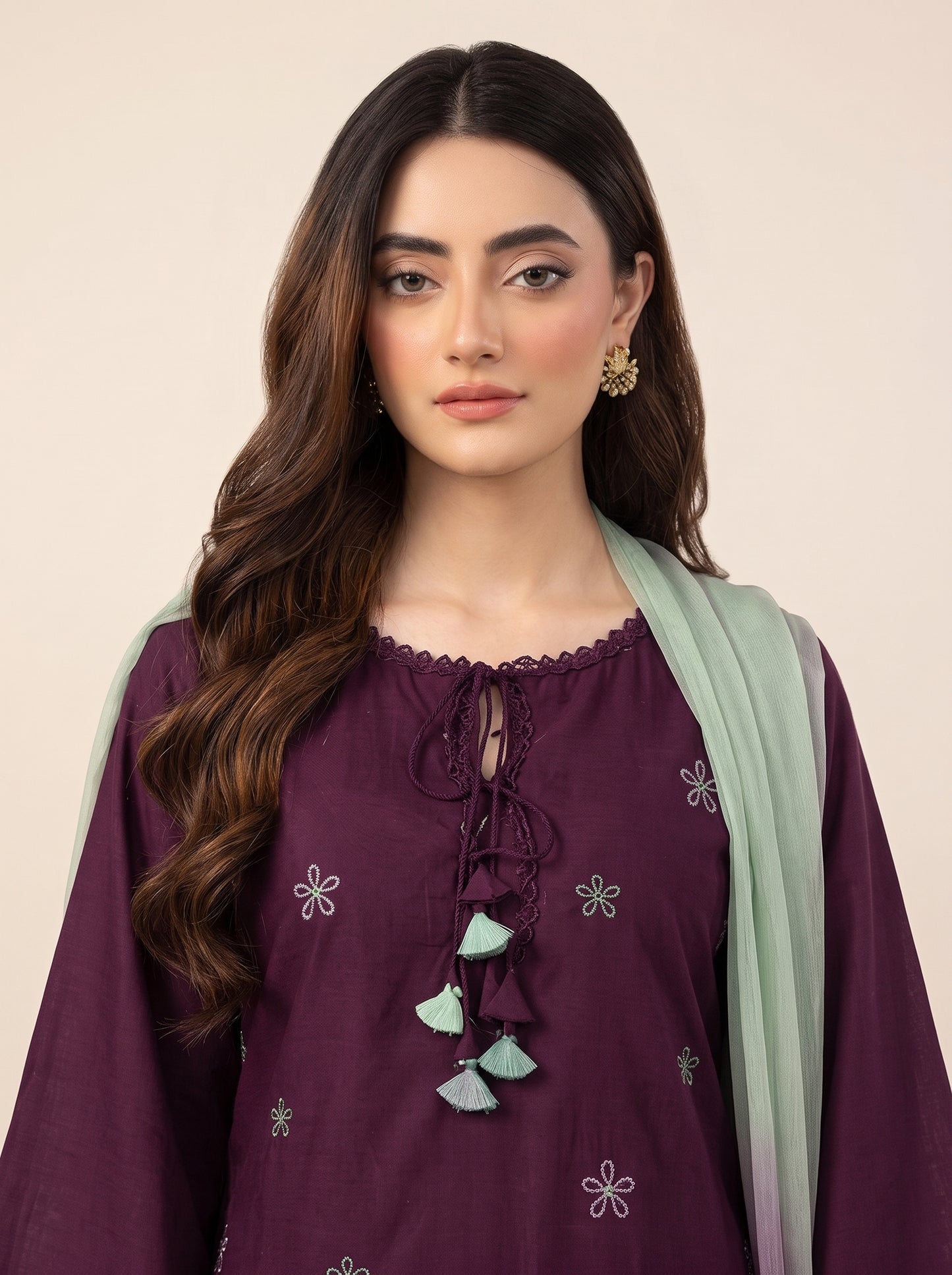 Wine Embroidered-3pc