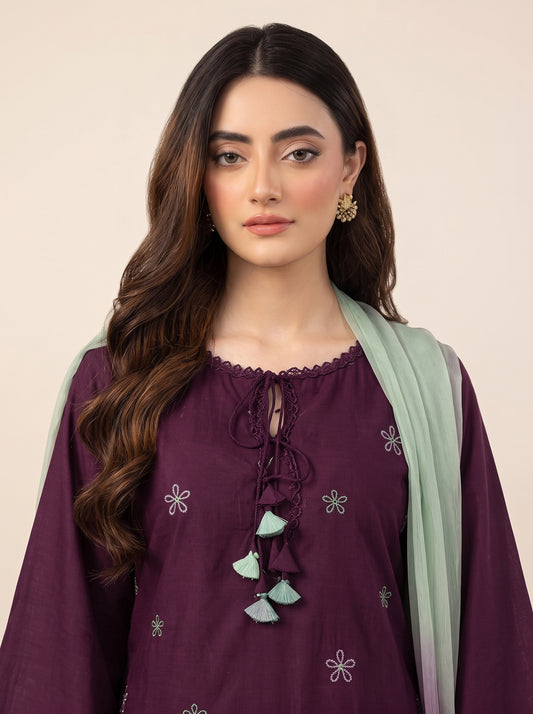 Wine Embroidered-3pc