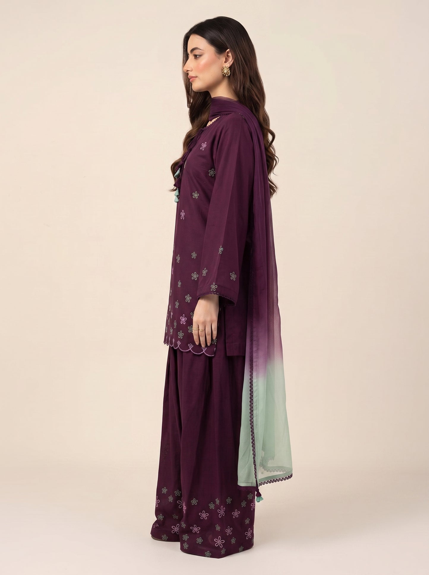 Wine Embroidered-3pc